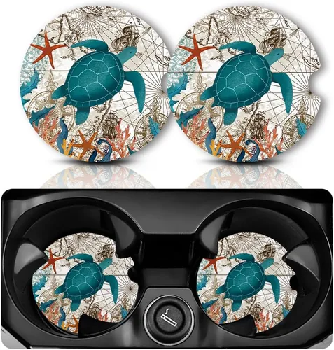 Miniatura 27 de Yonlevres Posavasos de automóvil para portavasos de automóvil, tapete de goma antideslizante de 2.75 pulgadas con muesca para el dedo, paquete de 2
