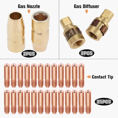 Miniatura 5 de Kit de accesorios para pistola de soldadura MIG de 0.030 pulgadas, difusores de boquilla para Miller Millermatic M-10/15 Hobart H-9/10: 25 puntas
