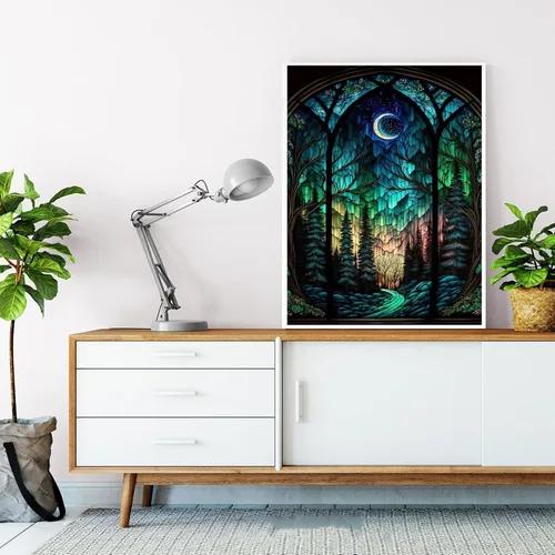 Miniatura 3 de bleihum Kit de pintura de diamantes de noche estrellada, arte de diamantes de árbol para adultos, manualidades de pintura de gemas para adultos