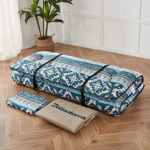 Miniatura 3 de Zelladorra Colchón japonés, colchón de futón con bolsa de almacenamiento y funda lavable, tapete de tatami enrollable adecuado para habitación