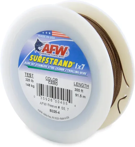 Miniatura 57 de Surfstrand Bare 1x7 Cable Líder de Acero Inoxidable - Línea Líder de Pesca para Agua Salada, 20lb Test - 325lb Test en Brillante, Camuflaje