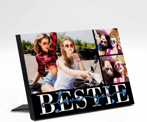 Miniatura 14 de M YESCUSTOM Marco de fotos personalizado con texto de amigos, marco de fotos de amistad para mejores amigos, panel de fotos Fover con pantalla