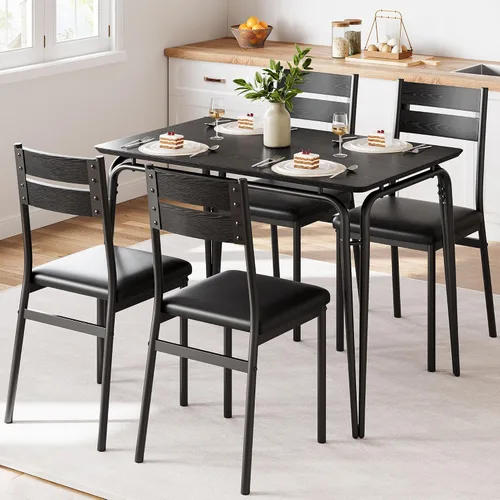 Miniatura 10 de GarveeHome Mesa de comedor para 4, juego de mesa pequeña y sillas de 4, juego de dinette cuadrado para 4, juego de 5 piezas para cocina y comedor