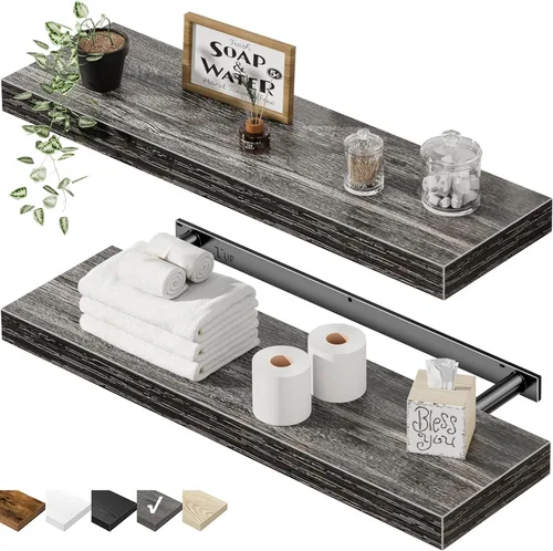 Miniatura 21 de QEEIG Estantes flotantes para pared de 23.6 pulgadas de largo, estante montado en la pared, baño, cocina, sala de estar, dormitorio, granja, A.