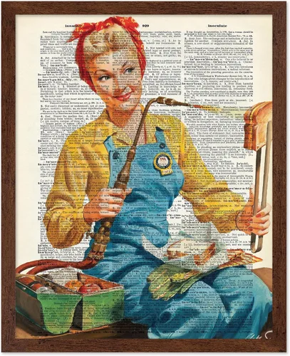 Miniatura 31 de Poster Master Póster de Arte del Diccionario - Impresión Retro de Mujer Soldadora - Arte de Sándwich de Queso a la Parrilla - Regalo para Ella