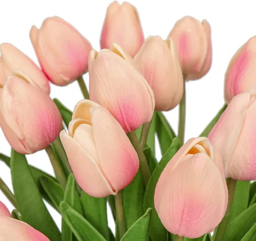 Miniatura 3 de 24 tulipanes rosas – Flores artificiales – Tulipanes artificiales de 13.5 pulgadas para el día de la madre, jarrón, centros de mesa, hogar, ramo