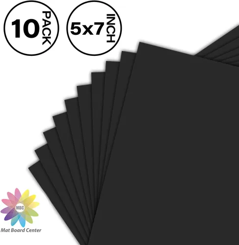 Miniatura 2 de Mat Board Center, paquete de 10 tableros negros sin cortar de 5 x 7 pulgadas, tableros mate para manualidades, marcos, fotos y más