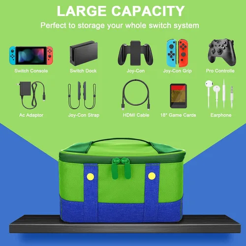 Miniatura 5 de Vadaxx Cute Switch Carry Case for Nintendo Switch/Lite/OLED, Portable Soft Shell Waterproof Protective Storage Travel Carrying Case Messenger Bag