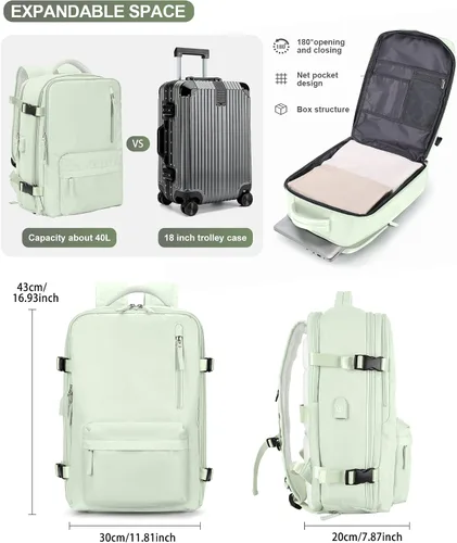 Miniatura 6 de VGCUB Mochila grande de viaje para trabajo, negocios, mochila para computadora portátil aprobada para vuelo, para mujeres y hombres, mochila