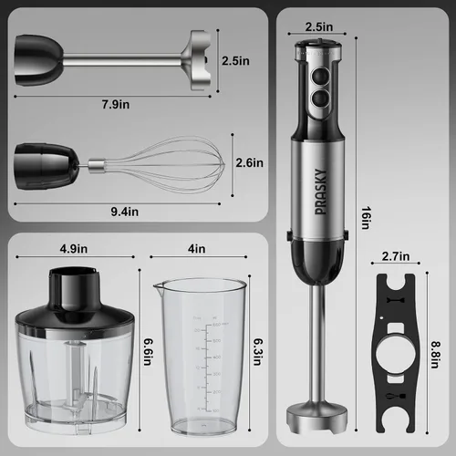 Miniatura 7 de Immersion Blender Handheld 1200W, 20-speeds Immersion Hand Blenders, Hand Mixer with Mining Beaker,Chopper,Whisk, Frother and Stick Blender Suitable