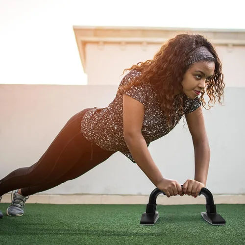 Miniatura 8 de 2pcs barras de flexiones en forma de H soportes de flexión de acero muscular equipo de fitness para el hogar brazo entrenamiento de fuerza