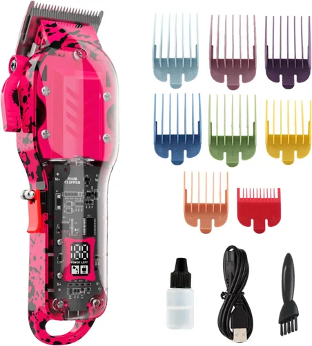 Cortapelos profesional para mujer, kit de peluquería inalámbrico para cortar y arreglar el cabello, juego de cortapelos para corte de pelo de Rosa