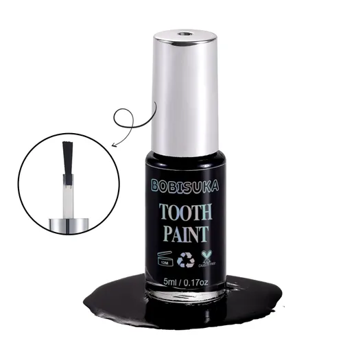 Miniatura 8 de BOBISUKA Pintura de Dientes Negra, Solución Profesional de Maquillaje para Ennegrecimiento de Dientes - Segura, de Secado Rápido y Realista, Negro