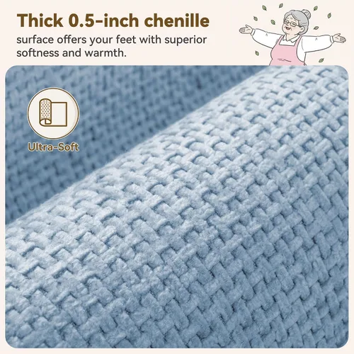 Miniatura 4 de GRANNY SAYS Tapetes de baño azules, de felpilla suave, absorbentes, de 20 x 32 pulgadas, alfombras de baño pequeñas antideslizantes, lavables