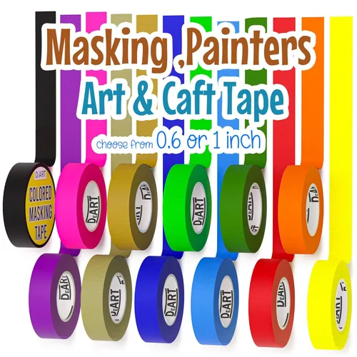 DEART Cinta adhesiva de colores para pintores, 12 o 8 unidades, 1 pulgada o 0.6 pulgadas, suministros de arte para niños, codificación, pizarra