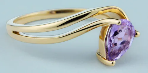 Miniatura 7 de Belantina Heartland By Beverley Mitchell 10K Rose Gold and Sterling Silver 7x9mm Amethyst & Diamond Accented Statement Ring