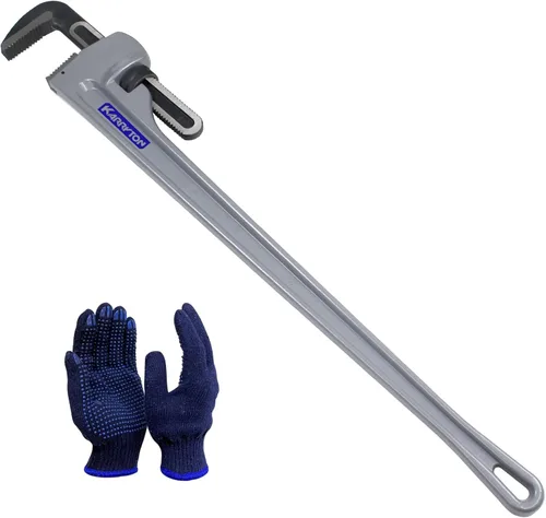 Llave de tubo de aluminio de 48 pulgadas, capacidad de mordaza ajustable de 8"/200mm, llave de fontanería de mango recto resistente, herramienta de