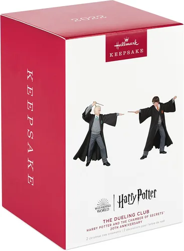 Miniatura 3 de Hallmark Keepsake Adorno de Navidad de plástico 2022, Harry Potter y la cámara secreta 20 aniversario del club de duelos, juego de 2