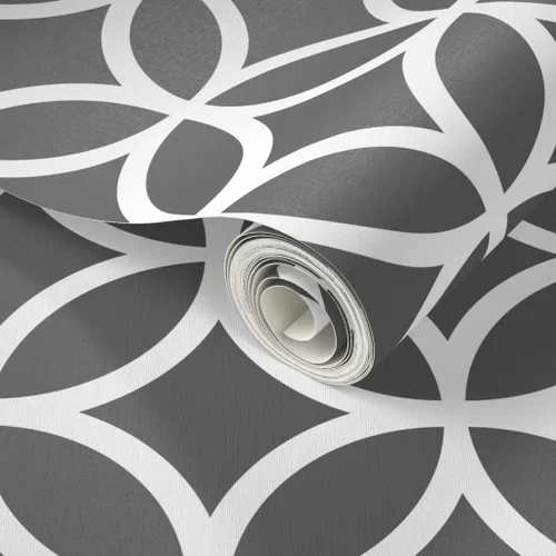 Miniatura 2 de Papel tapiz autoadhesivo para despegar y pegar, diseño de diamantes geométricos gris carbón, círculos blancos, papel tapiz extraíble personalizado