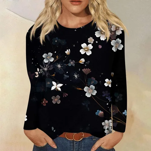 Miniatura 4 de Camisas de Navidad para mujer, a la moda, casual, elegante, cuello redondo, manga de 7 puntos, estampado navideño