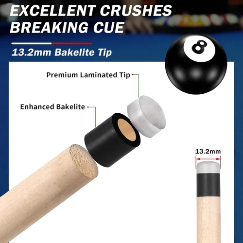 Miniatura 3 de IIQ 2 en 1 Jump Break Stick 23 ~ 25oz 28oz Heavy Hitter Jump Break Pool Cue Stick 3 piezas de madera de arce canadiense