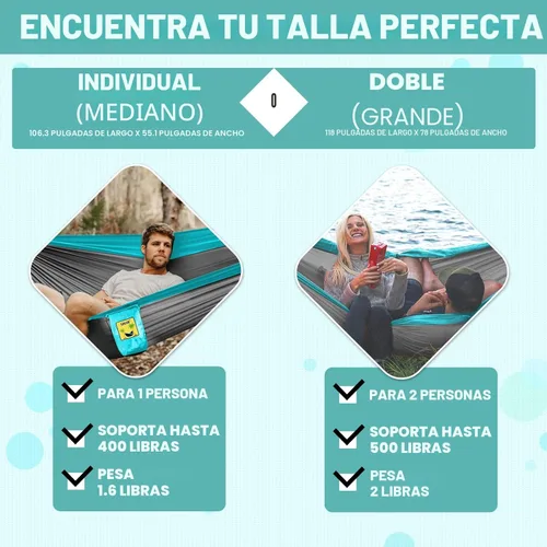 Miniatura 2 de SZHLUX Hamaca de camping doble e individual Hamacas portátiles con 2 correas para árboles y bolsa de transporte adjunta, ideal para exteriores, Gris
