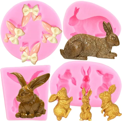 ZiXiang Molde de silicona para fondant de conejo, orejas de conejo de Pascua, moldes de chocolate para decoración de pasteles, decoración de Estilo b