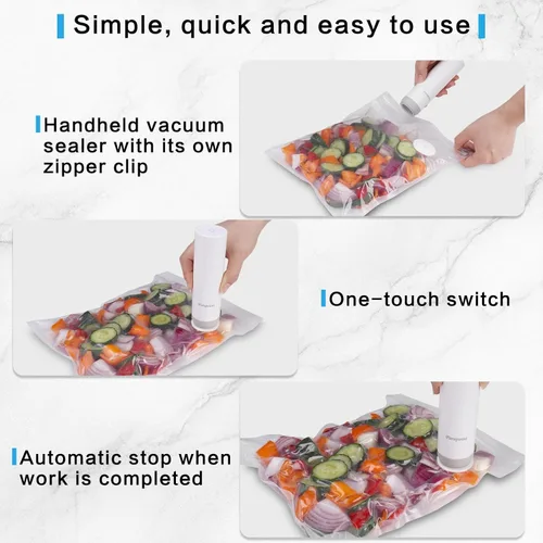 Miniatura 4 de Sellador al vacío de mano para alimentos, potente máquina selladora al vacío, sellador de comidas, sellador de alimentos portátil