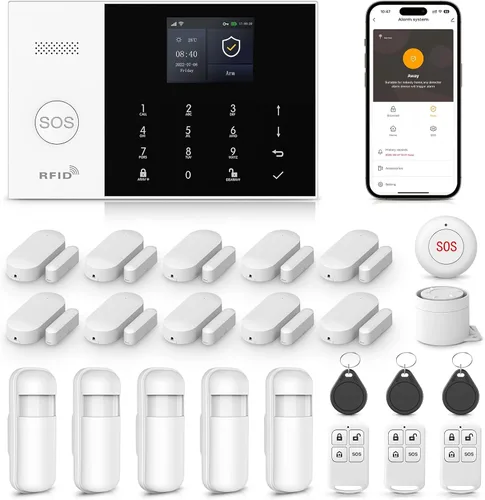 Miniatura 11 de LWOHSI Sistema de alarma inalámbrico, sistemas de seguridad para el hogar 4G/WiFi, alerta de aplicación de teléfono, sensores de puerta/ventana