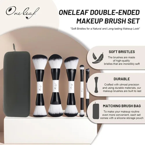 Miniatura 2 de Oneleaf Juego de brochas de maquillaje - Pinceles de doble punta para maquilladores profesionales