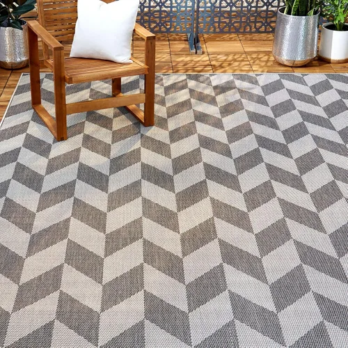 Miniatura 15 de Nicole Miller New York Patio Country Calla - Alfombra contemporánea de espiga para pasillo de interiores y exteriores, azul/gris, 1 pie y 9 pulgadas