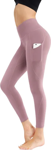 Miniatura 2 de Lingswallow - Pantalones deportivos de tiro alto para yoga, diseño elástico en 4 direcciones con control de abdomen y bolsillos, leggings