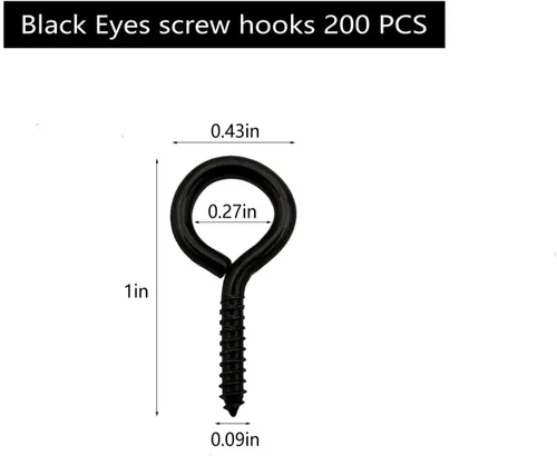 Miniatura 3 de Negro 200 piezas Ojos Tornillo Ganchos 1 pulgada Tornillo en Ganchos Joyería Anillo de Metal