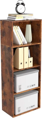 Miniatura 12 de Organizador de Almacenamiento de Madera de 3 Cubos, Estantería Baja de 3 Niveles Organizador de Exhibición de Almacenamiento Independiente, Estante