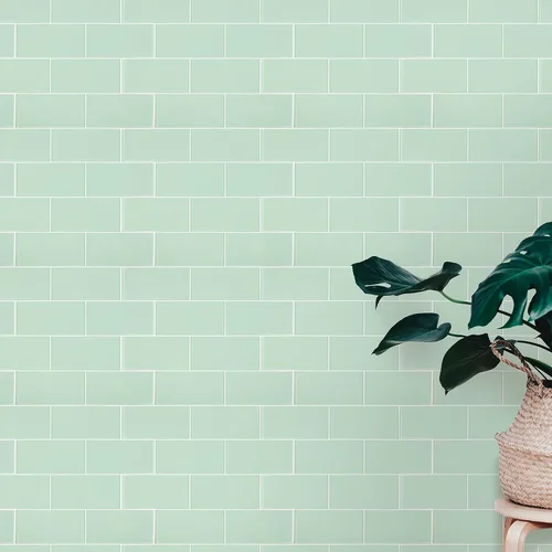 Miniatura 3 de Azulejos de cristal para despegar y pegar, loseta en muro de vidrio verde para pared de cocina y baño (5 hojas, 5 pies cuadrados)