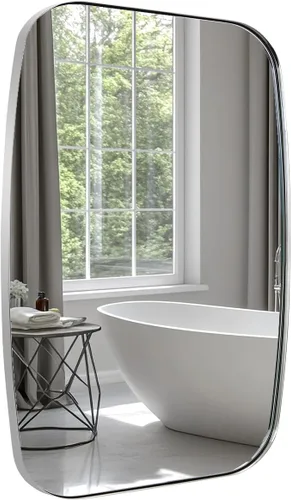 Miniatura 30 de ANDY STAR - Espejos ovalados negros para baño, espejo grande de 24x36 pulgadas con marco de metal negro mate oblongo para pared, espejo moderno
