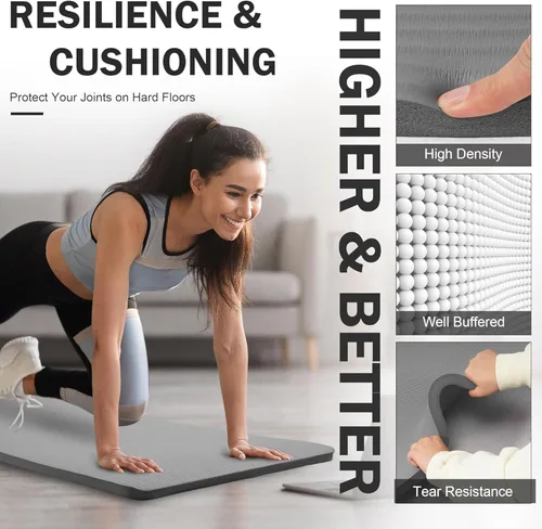 Miniatura 3 de BalanceFrom Tapete de Yoga de 1 Pulgada Extra Grueso Tapete de Ejercicio de Alta Densidad con Superficie Antideslizante y Correa de Transporte