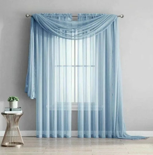 Miniatura 9 de Empire Home Charli - Juego de 2 paneles de cortina de gasa transparente sólida para ventana (120 pulgadas, superlargos, negro)