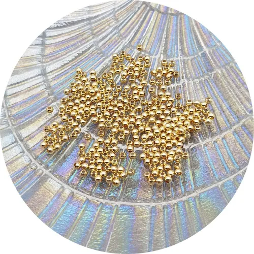 Miniatura 5 de INSPIRELLE - 300 cuentas pequeñas de 2,5 mm de latón chapado en oro pálido duradero. Cuentas redondas de metal sueltas para hacer joyas de pulsera