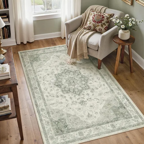 Miniatura 60 de PureCozy - Alfombra de área beige de 8 x 10, lavable, vintage, alfombra para sala de estar, dormitorio, gran alfombra suave retro de pelo bajo