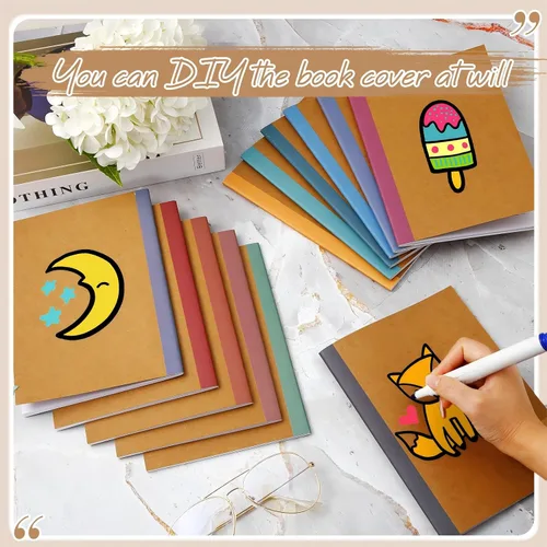 Miniatura 5 de Harloon A5 Composition Notebook Journals 8 x 5.75 in College Ruled Kraft Notebooks with Rainbow Spines Small Lined Composition Book for Office