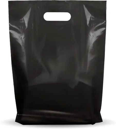 Miniatura 8 de Paquete de 100 bolsas de plástico brillante para mercancías de 12 x 15 pulgadas de grosor de 12 x 15 pulgadas de grosor, asas troqueladas, perfectas