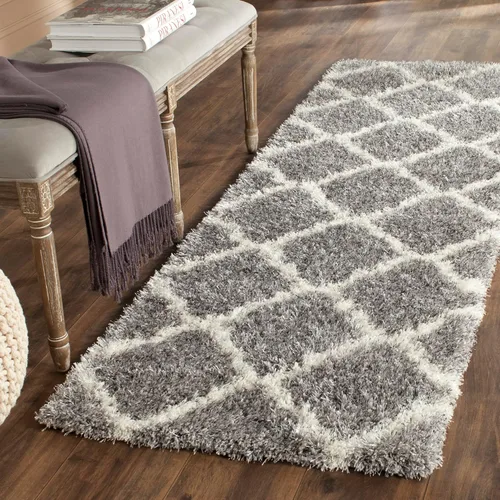 Miniatura 10 de SAFAVIEH Colección Montreal Shag SGM866C Trellis que no desprende pelusa para sala de estar, dormitorio, comedor y entrada, alfombra decorativa