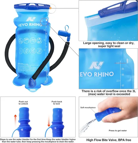 Miniatura 6 de Mochila de hidratación de 3 L, mochila de agua para senderismo con cubierta para lluvia, mochila de hidratación con aislamiento para ciclismo