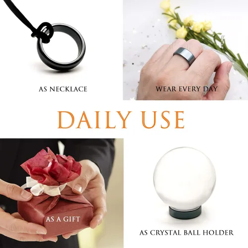 Miniatura 42 de Morchic - Anillos unisex de piedras de hematita, para equilibrar ansiedad, chakra raíz, (paquete de tamaños mixtos)