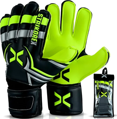 Miniatura 12 de Guantes de portero para niños y jóvenes con palma de látex de 0.157 in, agarre fuerte, guantes de fútbol para adultos y niños con dedos Fluo