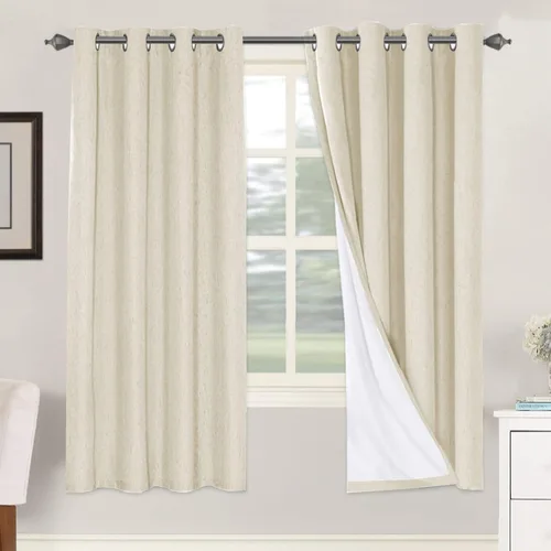 Miniatura 182 de H.VERSAILTEX Cortinas opacas de lino de 72 pulgadas de largo, 100% absolutamente opacas, con aislamiento térmico, con textura de lino, cortinas
