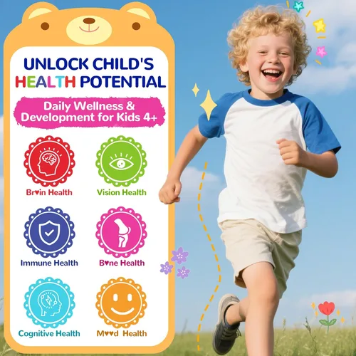 Miniatura 5 de Gomitas veganas con Omega 3 para niños de 4 años: Suplemento natural de ácidos grasos omega-3 DHA EPA con vitamina D3 B12 probiótico luteína zinc
