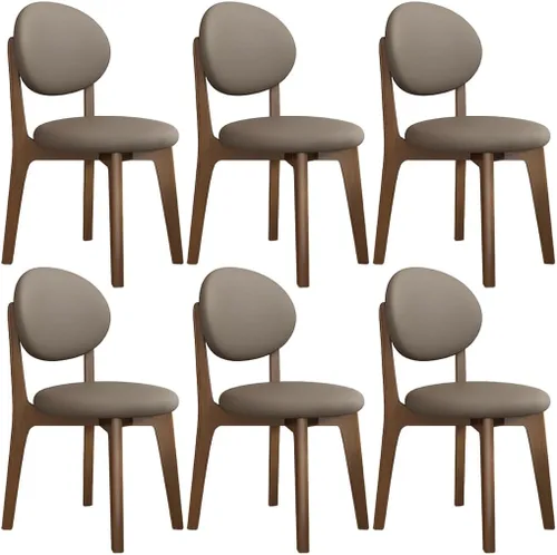 Miniatura 61 de YVYKFZD Juego de sillas de comedor, sillas de cocina de madera maciza, silla de comedor de granja con respaldo curvo, silla tapizada de cuero