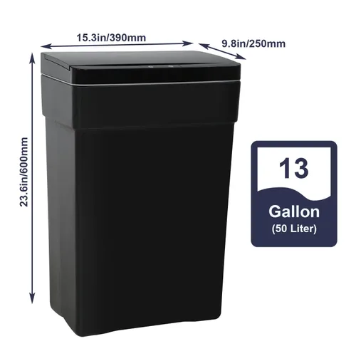 Miniatura 7 de Basurero automático de 13 galones para cocina, 50 litros, sin contacto, con sensor de movimiento de alta capacidad, para cocina, sala de estar, Negro